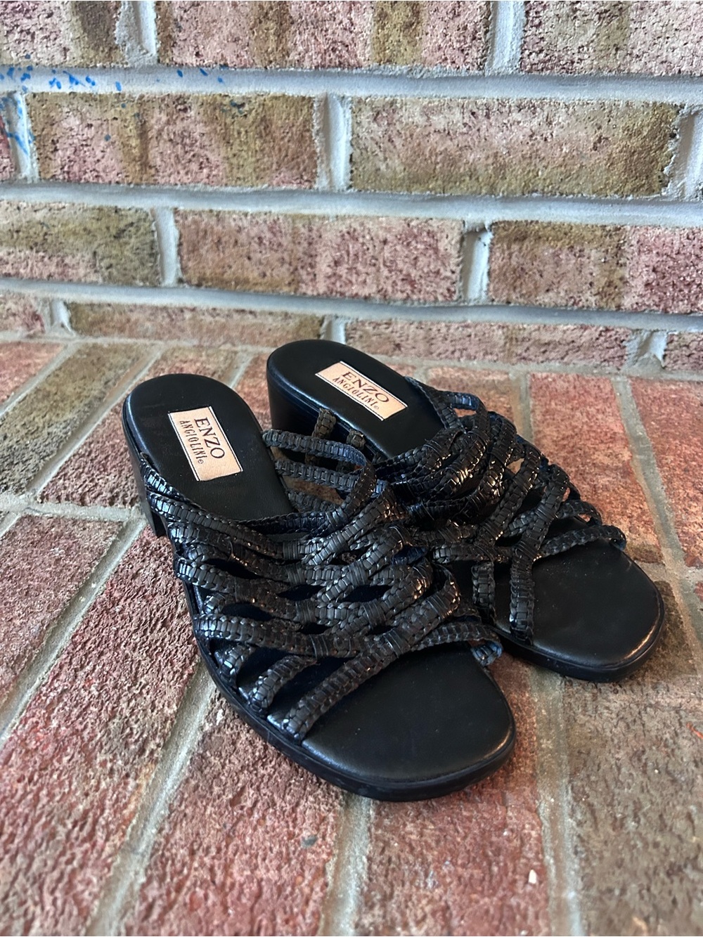 Enzo Angiolini Black Braided Slide Mules